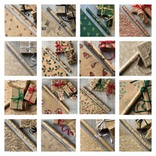 Christmas Wrapping Paper Kraft Patterned Eco Recyclable MANY DESIGNS Roll Sheet