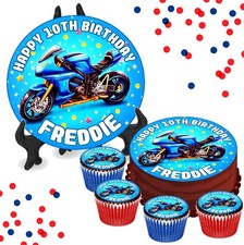 Blue motorbike personalised - blue,