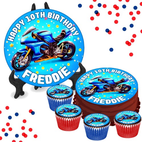 Blue motorbike personalised - blue,