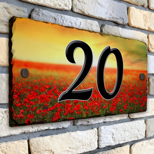 Poppy house number slate - number, name