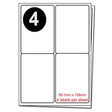 A4 4 labels Per Sheet-Self Adhesive Address Label Inkjet Copier Laser Printer 4U