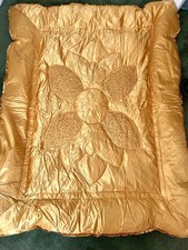 Vintage Gold Feather Eiderdown Duvet Or Comforter Bedspread Double