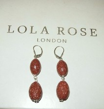LOLA ROSE SPARKLY GOLD SANDSTONE PIERCED LEVERBACK EARRINGS STERLING SILVER  QVC