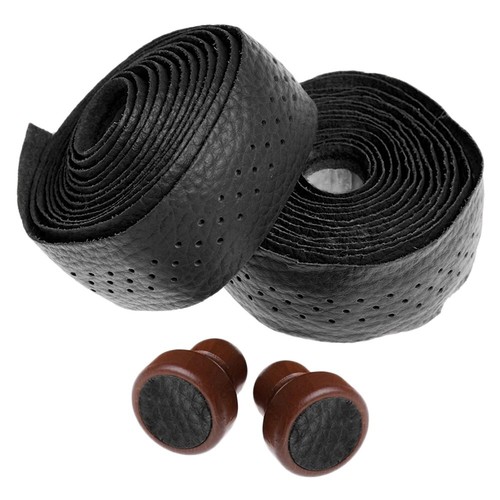 Black real leather perforated - real,