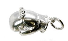 STERLING SILVER LARGE OPENING BOXING GLOVE CHARM/PENDANT
