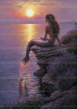 Romantic Mermaid Sunset Art