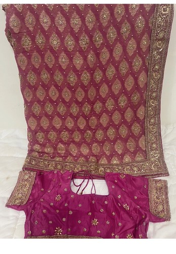 Designer pink and gold saree - and,