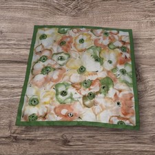 Vintage Floral Square Scarf Neck Tie Top Green Yellow