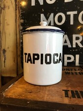 Vintage Kitchen Tapioca Enamel Storage Tin Cannister Antique Enamelware
