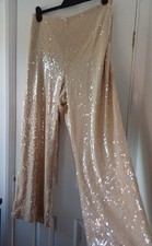 LOVELY SIZE 22 F&F CREAM SEQUIN EVENING TROUSERS PARTY COCKTAIL NEW PLUS CURVE x
