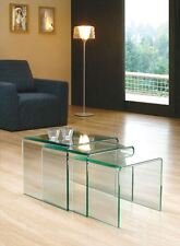 Milan Clear Glass Nest of 3 Side Tables Living Room | Tables for Living Room