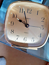 UNUSUAL SMALL ALARM - BY "SWIZA"-  MADE IN SWITZERLAND -SQUIRCLE BRASS-3" SQ