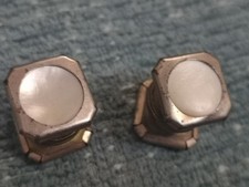 Antique Lion Brand Mother of Pearl Abalone Art Deco Snap Cufflinks