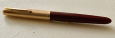 Vintage Parker 51 Burgundy Fountain Pen. Rolled Gold Cap. Medium 14k Gold Nib.