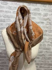 Chiffon sheer scarf vintage Cornelia James brown tones square S1813