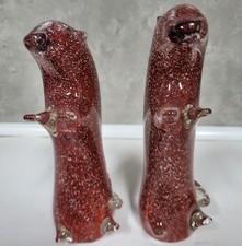 2 VINTAGE GLASS OTTER