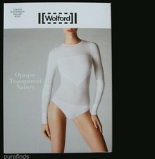 WOLFORD OPAQUE TRANSPARENT NATURE BODY BODYSUIT SIZE S in black NWT