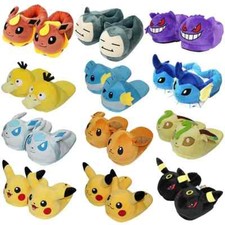 Pokemon Gengar Snorlax Pikachu Winter Cotton Slippers Soft Insole Shoes Eevee