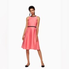 Kate Spade Floral Trim Mikado Dress Pink Size 8 Fit & Flare