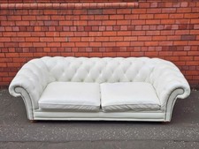 Natuzzi white genuine leather Chesterfield Club Large sofa ????????