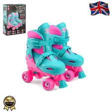 Pink Adjustable Kids Quad Skates for Beginners - Size UK 9-12 - Security & Fun!