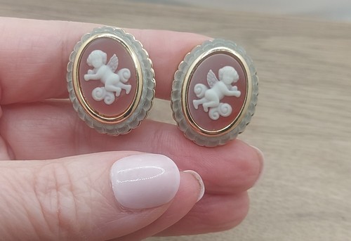 Cameo style cherub earrings - style,