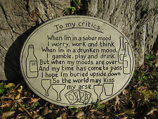 Pub Drinking Verse Stone Garden Ornament Wall Plaque