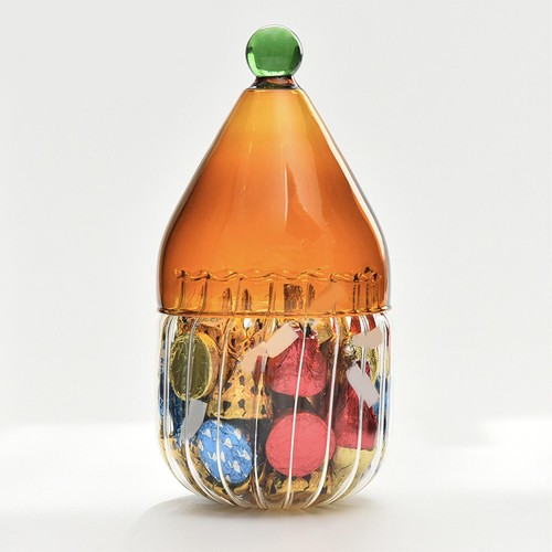 Glass candy jar with - jar, lid
