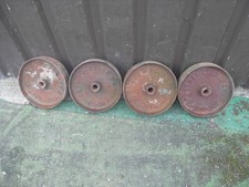 4 X Antique Vintage Cast IRON Shepherds Hen Hut Cart Barrow Wheels 11" Berwick