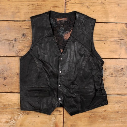 Vintage leather vest mens - vest, l