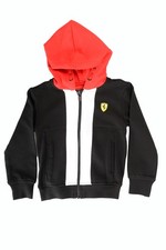 Scuderia Ferrari Kid Full Zip Black Fleece Hooded Sweater Track Jacket