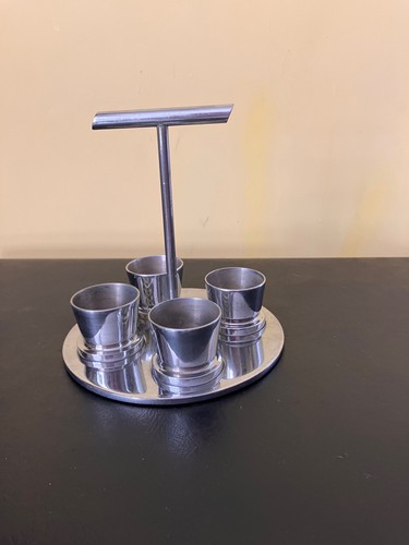 Art deco chrome egg cups - chrome,