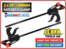 2 x 600mm 24" Wood Working Bar F Clamp Clamps Grip Ratchet Quick Release Squeeze
