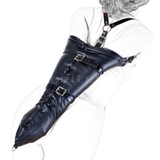 Faux Leather Single Binding Glove Over Shoulder Bondage Arm Binder Monoglove