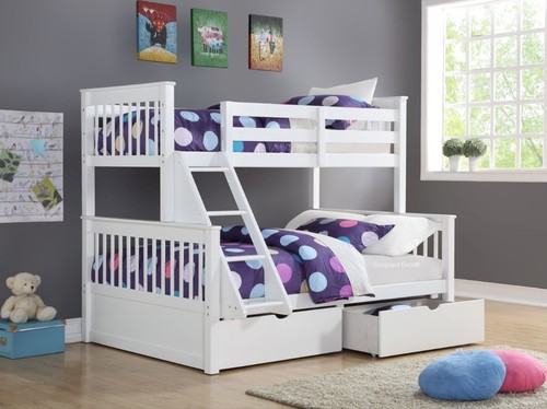 Solid pine white triple bunk - solid,