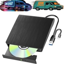 Slim External USB 3.0 DVD CD RW Writer Drive  Reader Player For Window 11, 10 ,7