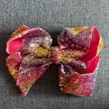 Jojo Siva Sequin Pink Rainbow Hair Accessories Bow Large