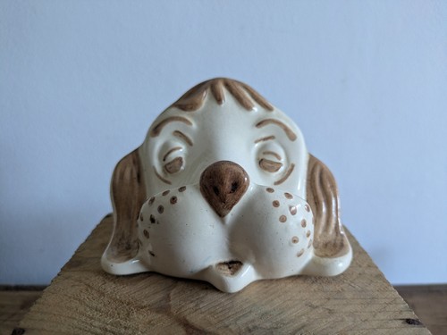 Vintage ceramic dog head - ceramic,
