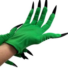 Elphaba Green Witch Gloves with Nails Halloween Scary Costume Accessories