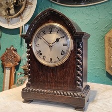 Antique Victorian Fully Working Wooden Pointed Gothic Brass Mantle Clock Newport