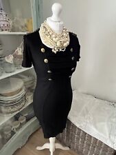 Jus D Orange Black Beaded Embellished Black Dress Pencil Knee Length S 10 Paris