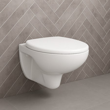 Space-saving wall hung toilet with soft close seat – modern ceramic design