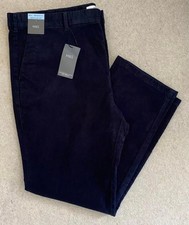 MARKS & SPENCER MENS NAVY BLUE REGULAR FIT CORD TROUSERS Waist 44” Leg 31” Bnwt 
