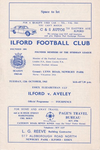1965 ilford v aveley - ilford,