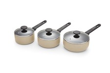 Morphy Richards 3 Piece Pan Set Cream Recycled Aluminium Saucepan Set 859003