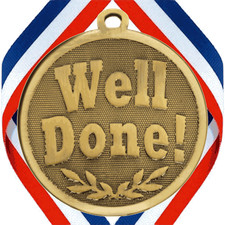 GOLD WELL DONE MEDAL 35th 40th 45th 50th 60th WEDDING ANNIVERSARY ENGRAVED