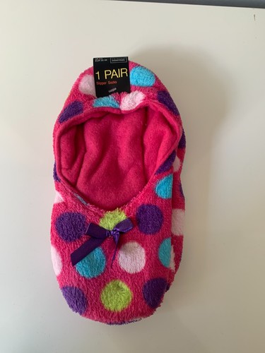 Pink polka dot slipper - polka, socks