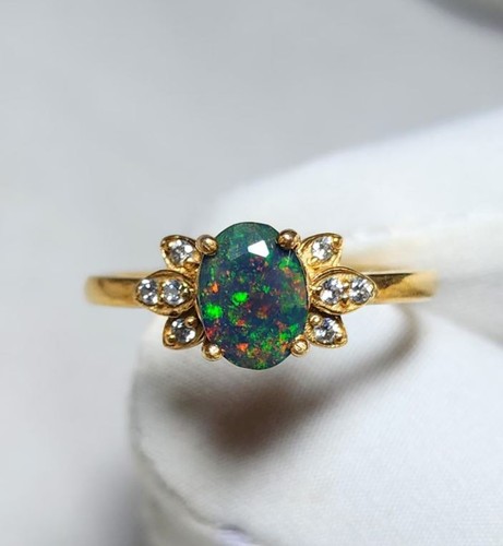 Natural black opal ring - natural,
