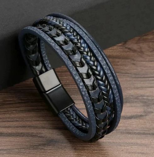 Men braided leather - leather, bracelet