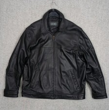 Marks and Spencer SP Leather Jacket Men's Size L (41-43) Black Full Zip Bomber